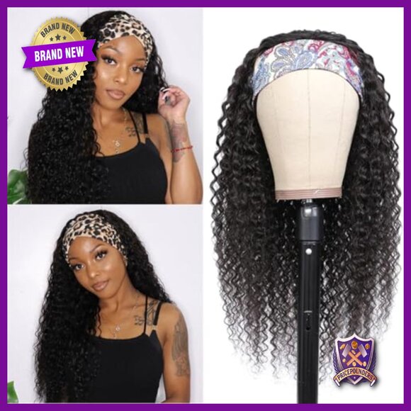 22 Inch Glueless Headband Wig Brazilian Human Hair Deep Wave 150% Density main image 5